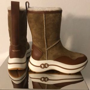Tory Burch Gemini Platform Shearling Boots NWB